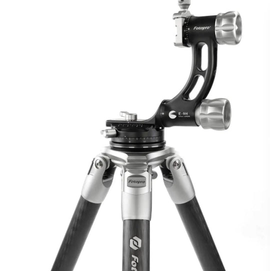 Fotopro E9 Eagle Series 4-Section Carbon Fiber Tripod with Gimbal Head, Holds 66 lbs, Extends to 63"